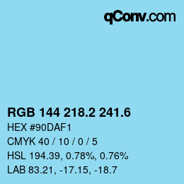 カラーコード: RGB 144 218.2 241.6 | qconv.com