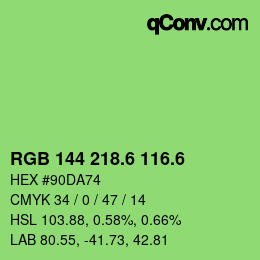 カラーコード: RGB 144 218.6 116.6 | qconv.com