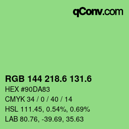 カラーコード: RGB 144 218.6 131.6 | qconv.com