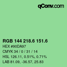 カラーコード: RGB 144 218.6 151.6 | qconv.com