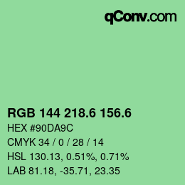 カラーコード: RGB 144 218.6 156.6 | qconv.com