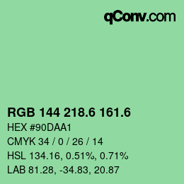 カラーコード: RGB 144 218.6 161.6 | qconv.com