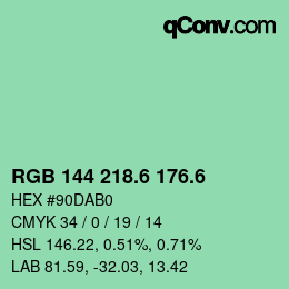 カラーコード: RGB 144 218.6 176.6 | qconv.com