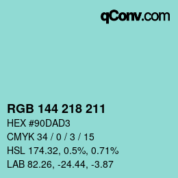カラーコード: RGB 144 218 211 | qconv.com
