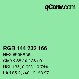 Color code: RGB 144 232 166 | qconv.com