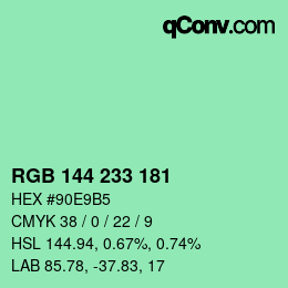 Color code: RGB 144 233 181 | qconv.com