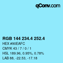 カラーコード: RGB 144 234.4 252.4 | qconv.com