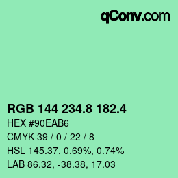 カラーコード: RGB 144 234.8 182.4 | qconv.com