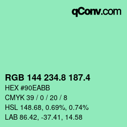 カラーコード: RGB 144 234.8 187.4 | qconv.com