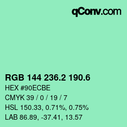 カラーコード: RGB 144 236.2 190.6 | qconv.com