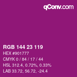 カラーコード: RGB 144 23 119 | qconv.com