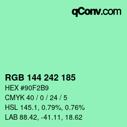 Color code: RGB 144 242 185 | qconv.com