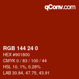 颜色代码: RGB 144 24 0 | qconv.com