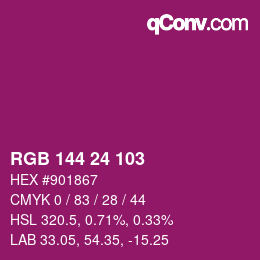 カラーコード: RGB 144 24 103 | qconv.com