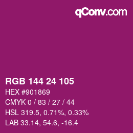 颜色代码: RGB 144 24 105 | qconv.com