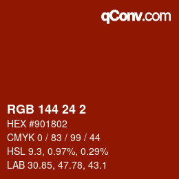 Color code: RGB 144 24 2 | qconv.com