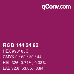 颜色代码: RGB 144 24 92 | qconv.com
