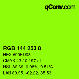 颜色代码: RGB 144 253 8 | qconv.com