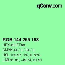 Color code: RGB 144 255 168 | qconv.com