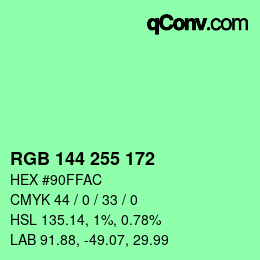 Color code: RGB 144 255 172 | qconv.com
