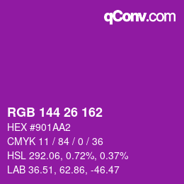 Color code: RGB 144 26 162 | qconv.com