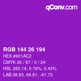 カラーコード: RGB 144 26 194 | qconv.com