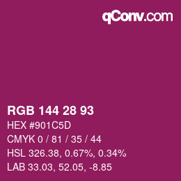 Color code: RGB 144 28 93 | qconv.com