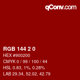 Color code: RGB 144 2 0 | qconv.com