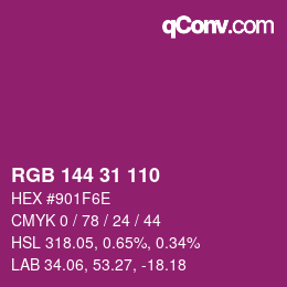 Color code: RGB 144 31 110 | qconv.com