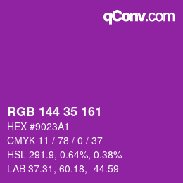 Código de color: RGB 144 35 161 | qconv.com