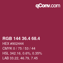 カラーコード: RGB 144 36.4 68.4 | qconv.com