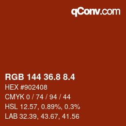 カラーコード: RGB 144 36.8 8.4 | qconv.com