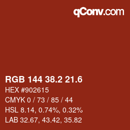 カラーコード: RGB 144 38.2 21.6 | qconv.com