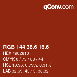 カラーコード: RGB 144 38.6 16.6 | qconv.com
