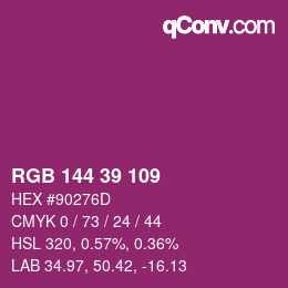 Color code: RGB 144 39 109 | qconv.com