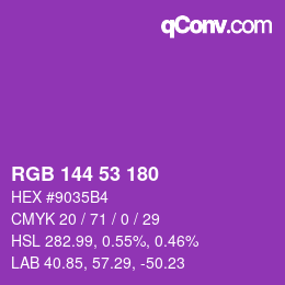 カラーコード: RGB 144 53 180 | qconv.com