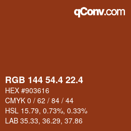 カラーコード: RGB 144 54.4 22.4 | qconv.com
