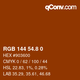 Color code: RGB 144 54.8 0 | qconv.com