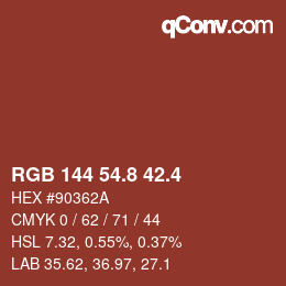 カラーコード: RGB 144 54.8 42.4 | qconv.com