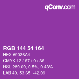 カラーコード: RGB 144 54 164 | qconv.com