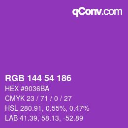 Color code: RGB 144 54 186 | qconv.com