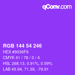 Color code: RGB 144 54 246 | qconv.com