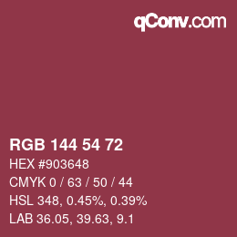 Color code: RGB 144 54 72 | qconv.com