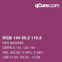 カラーコード: RGB 144 56.2 110.6 | qconv.com