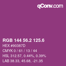 カラーコード: RGB 144 56.2 125.6 | qconv.com