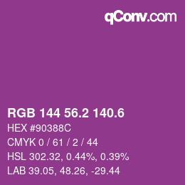 カラーコード: RGB 144 56.2 140.6 | qconv.com