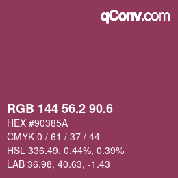 カラーコード: RGB 144 56.2 90.6 | qconv.com