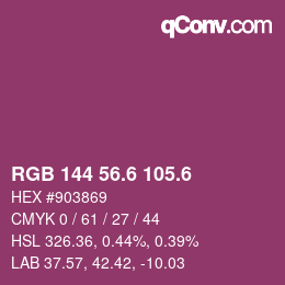 カラーコード: RGB 144 56.6 105.6 | qconv.com