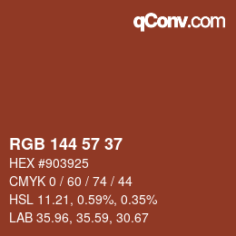 Color code: RGB 144 57 37 | qconv.com