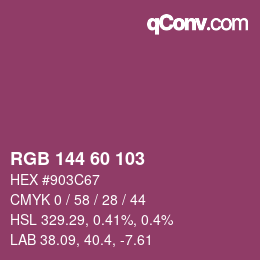 颜色代码: RGB 144 60 103 | qconv.com